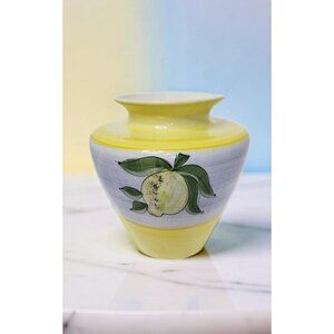 vintage portuguese handpainted ceramic lemon design vase.